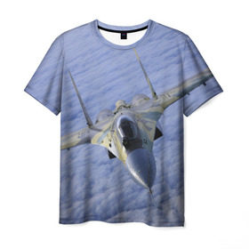 Мужская футболка 3D с принтом Су - 35 в Белгороде, 100% полиэфир | прямой крой, круглый вырез горловины, длина до линии бедер | самолет