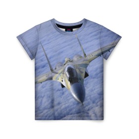 Детская футболка 3D с принтом Су - 35 в Белгороде, 100% гипоаллергенный полиэфир | прямой крой, круглый вырез горловины, длина до линии бедер, чуть спущенное плечо, ткань немного тянется | Тематика изображения на принте: самолет