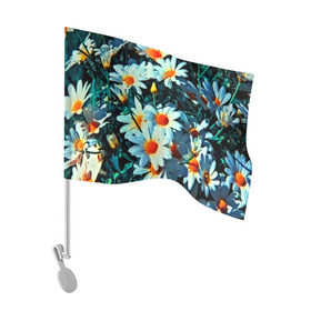 Флаг для автомобиля с принтом Полевые ромашки в Белгороде, 100% полиэстер | Размер: 30*21 см | flower | лето | полевой цветок | цветочки | цветы