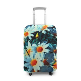 Чехол для чемодана 3D с принтом Полевые ромашки в Белгороде, 86% полиэфир, 14% спандекс | двустороннее нанесение принта, прорези для ручек и колес | flower | лето | полевой цветок | цветочки | цветы