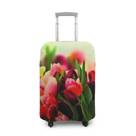 Чехол для чемодана 3D с принтом Букет тюльпанов в Белгороде, 86% полиэфир, 14% спандекс | двустороннее нанесение принта, прорези для ручек и колес | flower | весна | цветочки | цветы