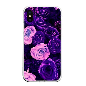 Чехол для iPhone XS Max матовый с принтом Фиолетовые розы в Белгороде, Силикон | Область печати: задняя сторона чехла, без боковых панелей | flower | прикцветочки | розы | цветы
