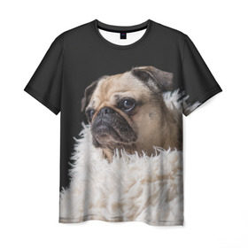 Мужская футболка 3D с принтом Мопс в Белгороде, 100% полиэфир | прямой крой, круглый вырез горловины, длина до линии бедер | бульдог | мопс | мопсик | мопсы | пес | песик | песики | собака | собаки | собачка