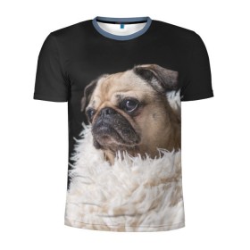 Мужская футболка 3D спортивная с принтом Мопс в Белгороде, 100% полиэстер с улучшенными характеристиками | приталенный силуэт, круглая горловина, широкие плечи, сужается к линии бедра | бульдог | мопс | мопсик | мопсы | пес | песик | песики | собака | собаки | собачка