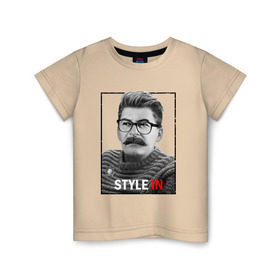 Детская футболка хлопок с принтом Style in в Белгороде, 100% хлопок | круглый вырез горловины, полуприлегающий силуэт, длина до линии бедер | Тематика изображения на принте: stalin | сталин