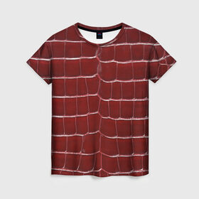 Женская футболка 3D с принтом Камуфляж змеиная кожа, красный в Белгороде, 100% полиэфир ( синтетическое хлопкоподобное полотно) | прямой крой, круглый вырез горловины, длина до линии бедер | змея | кожа | красная | красный | прикрытие | чешуя
