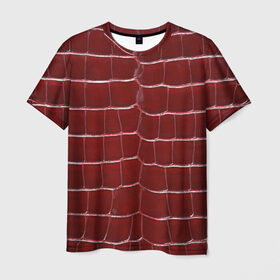 Мужская футболка 3D с принтом Камуфляж змеиная кожа, красный в Белгороде, 100% полиэфир | прямой крой, круглый вырез горловины, длина до линии бедер | змея | кожа | красная | красный | прикрытие | чешуя