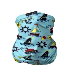 Бандана-труба 3D с принтом Кораблик в Белгороде, 100% полиэстер, ткань с особыми свойствами — Activecool | плотность 150‒180 г/м2; хорошо тянется, но сохраняет форму | navy blue | абстракции | белый | брызги | волны | дельфин | кораблик | красный | маяк | минимализм | морская тема | спасательный круг | темно синий | якорь