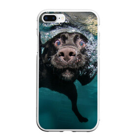 Чехол для iPhone 7Plus/8 Plus матовый с принтом Пес дайвер в Белгороде, Силикон | Область печати: задняя сторона чехла, без боковых панелей | вода | гребет | дайвер | животное | купается | лапы | нос | пес | плавец | плывет | под водой | прикольный | пузыри | смешной | собака | щенок