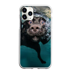 Чехол для iPhone 11 Pro матовый с принтом Пес дайвер в Белгороде, Силикон |  | вода | гребет | дайвер | животное | купается | лапы | нос | пес | плавец | плывет | под водой | прикольный | пузыри | смешной | собака | щенок
