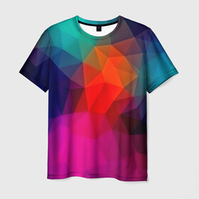 Мужская футболка 3D с принтом Abstraction в Белгороде, 100% полиэфир | прямой крой, круглый вырез горловины, длина до линии бедер | абстракция | бумага | геометрия | грани | изгиб | линии | оптические | полигоны | полосы | постель | розовый | сочетания | текстура | треугольники