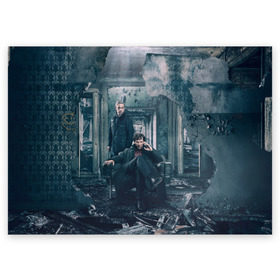Поздравительная открытка с принтом Шерлок и Ватсон в Белгороде, 100% бумага | плотность бумаги 280 г/м2, матовая, на обратной стороне линовка и место для марки
 | Тематика изображения на принте: бенедикт кембербетч | ватсон | доктор ватсон | кино | сериалы | фильмы | шерлок | шерлок холмс