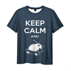 Мужская футболка 3D с принтом Keep calm and zzz в Белгороде, 100% полиэфир | прямой крой, круглый вырез горловины, длина до линии бедер | cat | cute | keep calm | sleep | zzz | будь спокоен | кот | котик | кошак | милый | с надписью | спящий