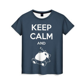 Женская футболка 3D с принтом Keep calm and zzz в Белгороде, 100% полиэфир ( синтетическое хлопкоподобное полотно) | прямой крой, круглый вырез горловины, длина до линии бедер | cat | cute | keep calm | sleep | zzz | будь спокоен | кот | котик | кошак | милый | с надписью | спящий