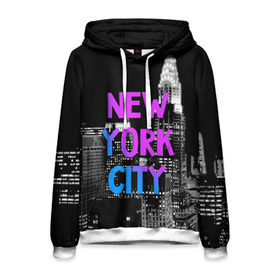 Мужская толстовка 3D с принтом Нью-Йорк в Белгороде, 100% полиэстер | двухслойный капюшон со шнурком для регулировки, мягкие манжеты на рукавах и по низу толстовки, спереди карман-кенгуру с мягким внутренним слоем. | america | capital | city | lights | new york | night | skyscrapers | tourism | usa | америка | город | ночь | нью йорк | огни | столица | сша | туризм