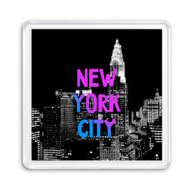 Магнит 55*55 с принтом Нью-Йорк в Белгороде, Пластик | Размер: 65*65 мм; Размер печати: 55*55 мм | Тематика изображения на принте: america | capital | city | lights | new york | night | skyscrapers | tourism | usa | америка | город | ночь | нью йорк | огни | столица | сша | туризм