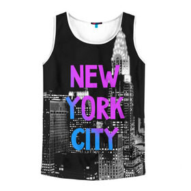 Мужская майка 3D с принтом Нью-Йорк в Белгороде, 100% полиэстер | круглая горловина, приталенный силуэт, длина до линии бедра. Пройма и горловина окантованы тонкой бейкой | america | capital | city | lights | new york | night | skyscrapers | tourism | usa | америка | город | ночь | нью йорк | огни | столица | сша | туризм