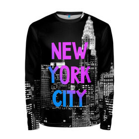 Мужской лонгслив 3D с принтом Нью-Йорк в Белгороде, 100% полиэстер | длинные рукава, круглый вырез горловины, полуприлегающий силуэт | america | capital | city | lights | new york | night | skyscrapers | tourism | usa | америка | город | ночь | нью йорк | огни | столица | сша | туризм