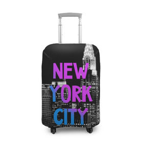 Чехол для чемодана 3D с принтом Нью-Йорк в Белгороде, 86% полиэфир, 14% спандекс | двустороннее нанесение принта, прорези для ручек и колес | america | capital | city | lights | new york | night | skyscrapers | tourism | usa | америка | город | ночь | нью йорк | огни | столица | сша | туризм