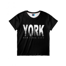 Детская футболка 3D с принтом Нью-Йорк в Белгороде, 100% гипоаллергенный полиэфир | прямой крой, круглый вырез горловины, длина до линии бедер, чуть спущенное плечо, ткань немного тянется | america | capital | city | lights | new york | night | skyscrapers | tourism | usa | америка | город | ночь | нью йорк | огни | столица | сша | туризм