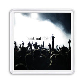 Магнит 55*55 с принтом Punk not dead в Белгороде, Пластик | Размер: 65*65 мм; Размер печати: 55*55 мм | punk not dead | бит | группа | драйв | дым | зал | концерт | музыка | надпись | панк | панк не умрет | панки | рок | слова | танцы | туман | тусовка | фраза | хой