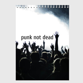 Скетчбук с принтом Punk not dead в Белгороде, 100% бумага
 | 48 листов, плотность листов — 100 г/м2, плотность картонной обложки — 250 г/м2. Листы скреплены сверху удобной пружинной спиралью | punk not dead | бит | группа | драйв | дым | зал | концерт | музыка | надпись | панк | панк не умрет | панки | рок | слова | танцы | туман | тусовка | фраза | хой