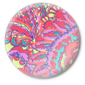 Значок с принтом Рыбки в Белгороде,  металл | круглая форма, металлическая застежка в виде булавки | абстракция | краски | психо | психоделический | цвета