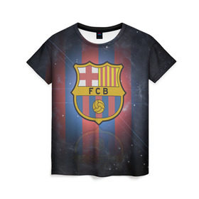 Женская футболка 3D с принтом Я фанат fc Barcelona! в Белгороде, 100% полиэфир ( синтетическое хлопкоподобное полотно) | прямой крой, круглый вырез горловины, длина до линии бедер | barcelona | fc | барса | барселона | футбол