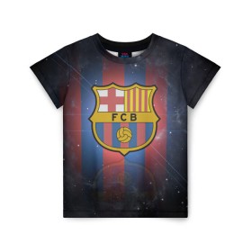 Детская футболка 3D с принтом Я фанат fc Barcelona! в Белгороде, 100% гипоаллергенный полиэфир | прямой крой, круглый вырез горловины, длина до линии бедер, чуть спущенное плечо, ткань немного тянется | barcelona | fc | барса | барселона | футбол