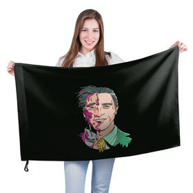 Флаг 3D с принтом Американский психопат в Белгороде, 100% полиэстер | плотность ткани — 95 г/м2, размер — 67 х 109 см. Принт наносится с одной стороны | american psycho | американский психопат
