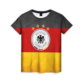 Женская футболка 3D с принтом Сборная Германии в Белгороде, 100% полиэфир ( синтетическое хлопкоподобное полотно) | прямой крой, круглый вырез горловины, длина до линии бедер | germany | германия | футбольная форма