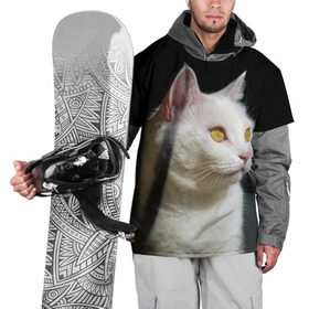 Накидка на куртку 3D с принтом Белая и пушистая в Белгороде, 100% полиэстер |  | Тематика изображения на принте: белый | взгляд | глаза | киска | кот | котёнок | кошка | пушистый