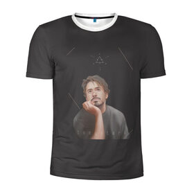 Мужская футболка 3D спортивная с принтом Tony Stark в Белгороде, 100% полиэстер с улучшенными характеристиками | приталенный силуэт, круглая горловина, широкие плечи, сужается к линии бедра | младший | роберт