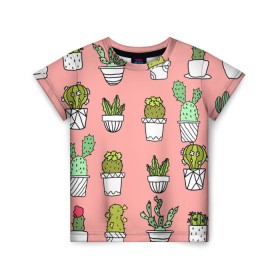 Детская футболка 3D с принтом cactus в Белгороде, 100% гипоаллергенный полиэфир | прямой крой, круглый вырез горловины, длина до линии бедер, чуть спущенное плечо, ткань немного тянется | Тематика изображения на принте: cactus | tmblr | tubmler | кактус