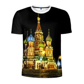 Мужская футболка 3D спортивная с принтом Москва в Белгороде, 100% полиэстер с улучшенными характеристиками | приталенный силуэт, круглая горловина, широкие плечи, сужается к линии бедра | kremlin | moscow | russia | город | кремль | москва | ночь | огни | река