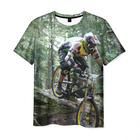 Мужская футболка 3D с принтом Велоспорт гонка в Белгороде, 100% полиэфир | прямой крой, круглый вырез горловины, длина до линии бедер | Тематика изображения на принте: велик | велосипед | гонка | горы | деревья | железный конь | колесо | лес | лисапед | природа | ровер | спорт | спортсмен | стальной конь | тандем | трицикл | шлем