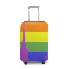 Чехол для чемодана 3D с принтом Радужный флаг в Белгороде, 86% полиэфир, 14% спандекс | двустороннее нанесение принта, прорези для ручек и колес | город | любовь | отношения | радуга | сердце | сталица | флаг