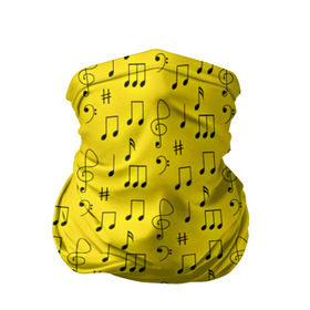 Бандана-труба 3D с принтом Ноты в Белгороде, 100% полиэстер, ткань с особыми свойствами — Activecool | плотность 150‒180 г/м2; хорошо тянется, но сохраняет форму | желтый | музыка