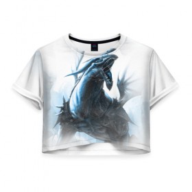 Женская футболка 3D укороченная с принтом Dragon в Белгороде, 100% полиэстер | круглая горловина, длина футболки до линии талии, рукава с отворотами | fantasy | дракон | змей | миф | фэнтези