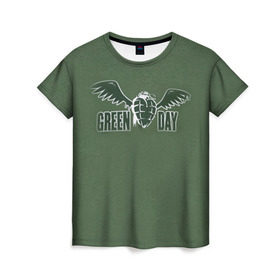 Женская футболка 3D с принтом Green Day 5 в Белгороде, 100% полиэфир ( синтетическое хлопкоподобное полотно) | прямой крой, круглый вырез горловины, длина до линии бедер | american idiot | green day | грин дей | грин дэй