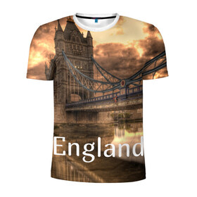 Мужская футболка 3D спортивная с принтом England (Англия) в Белгороде, 100% полиэстер с улучшенными характеристиками | приталенный силуэт, круглая горловина, широкие плечи, сужается к линии бедра | england | london | англия | британия | великобритания | владычица морей | вода | город | гостеприимный | дождей | клевый | красивый | лилия | лондон | мост | на темзе | окна | пасмурно | прикольный | река