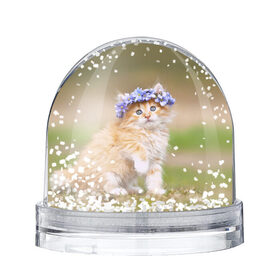 Снежный шар с принтом Веночек в Белгороде, Пластик | Изображение внутри шара печатается на глянцевой фотобумаге с двух сторон | василёк | венок | котёнок | кошка | цветок