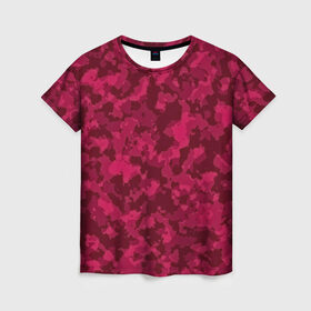 Женская футболка 3D с принтом Розовый камуфляж в Белгороде, 100% полиэфир ( синтетическое хлопкоподобное полотно) | прямой крой, круглый вырез горловины, длина до линии бедер | армейский