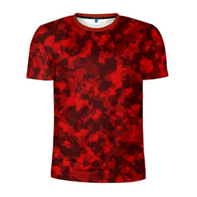 Мужская футболка 3D спортивная с принтом Красный камуфляж в Белгороде, 100% полиэстер с улучшенными характеристиками | приталенный силуэт, круглая горловина, широкие плечи, сужается к линии бедра | милитари