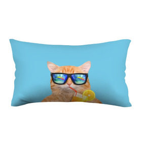 Подушка 3D антистресс с принтом котэ на отдыхе в Белгороде, наволочка — 100% полиэстер, наполнитель — вспененный полистирол | состоит из подушки и наволочки на молнии | кот | котик | лето | море | отдых | очки | пальмы | пляж | рыжий кот | солнце