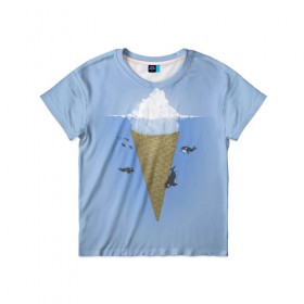 Детская футболка 3D с принтом Мороженое в Белгороде, 100% гипоаллергенный полиэфир | прямой крой, круглый вырез горловины, длина до линии бедер, чуть спущенное плечо, ткань немного тянется | food | ice cream | вкусно | еда | мороженое