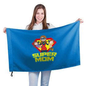 Флаг 3D с принтом Супермама в Белгороде, 100% полиэстер | плотность ткани — 95 г/м2, размер — 67 х 109 см. Принт наносится с одной стороны | мама