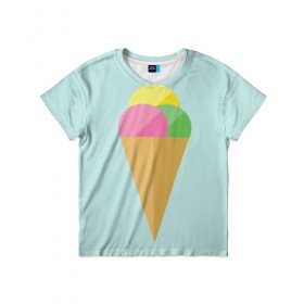 Детская футболка 3D с принтом POP в Белгороде, 100% гипоаллергенный полиэфир | прямой крой, круглый вырез горловины, длина до линии бедер, чуть спущенное плечо, ткань немного тянется | food | ice cream | love | вкусно | еда | мороженое