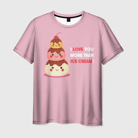 Мужская футболка 3D с принтом Love в Белгороде, 100% полиэфир | прямой крой, круглый вырез горловины, длина до линии бедер | food | ice cream | love | вкусно | еда | мороженое