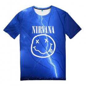Мужская футболка 3D с принтом Nirvana в Белгороде, 100% полиэфир | прямой крой, круглый вырез горловины, длина до линии бедер | rok | нирвана | рок